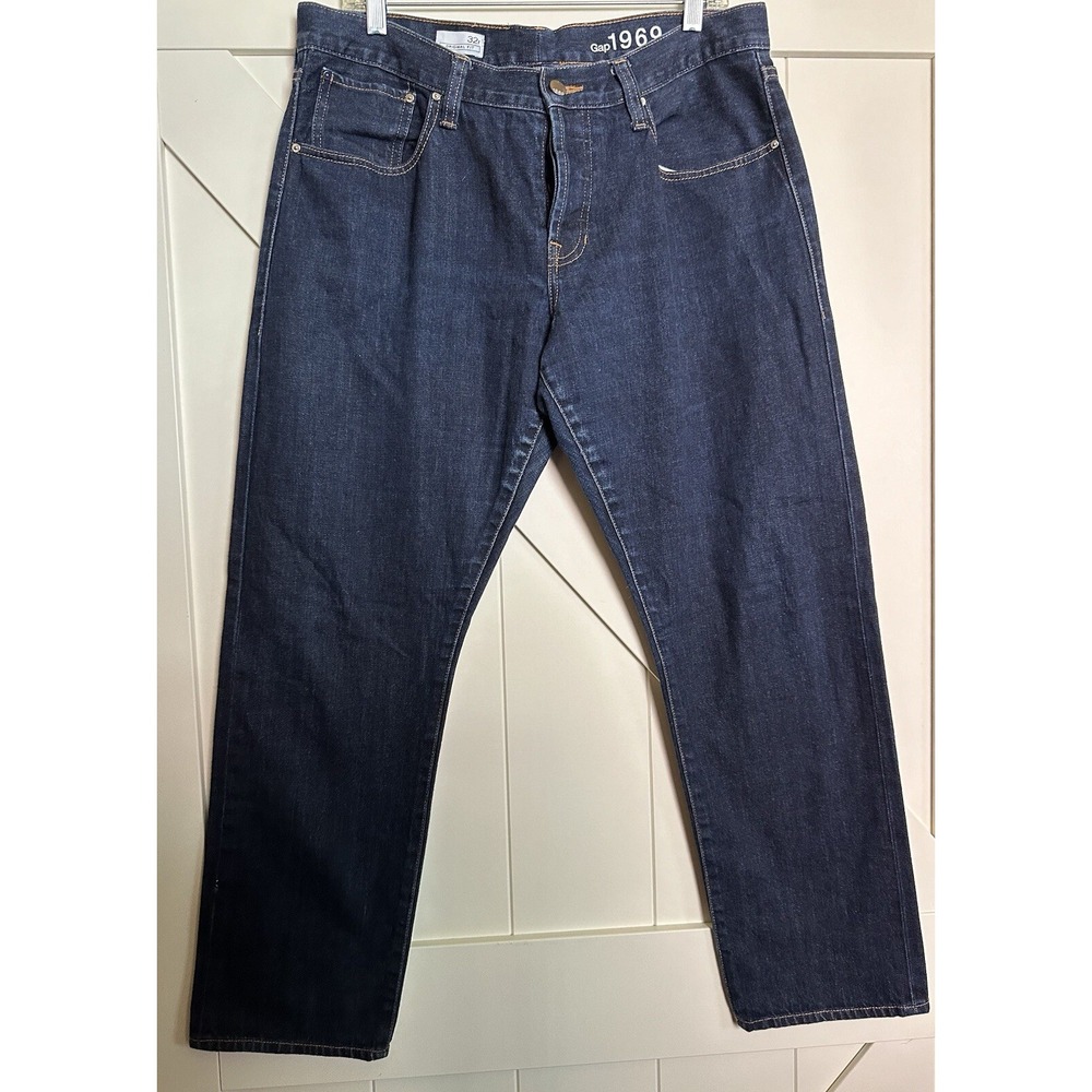 Gap Original Fit 1969 Branded Button Fly Blue Jeans Men's Straight Leg Size 32r‎